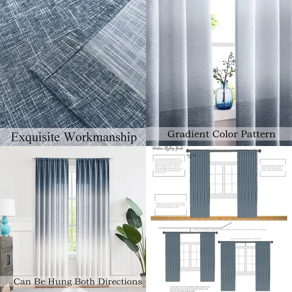 Льняные шторы-омбре с градиентным принтом, от кремового до индиго-синего, 50x95, комплект из 2 штук
Льняные шторы-омбре с градиентным принтом, от кремового до индиго-синего, 50x95, комплект из 2 штук