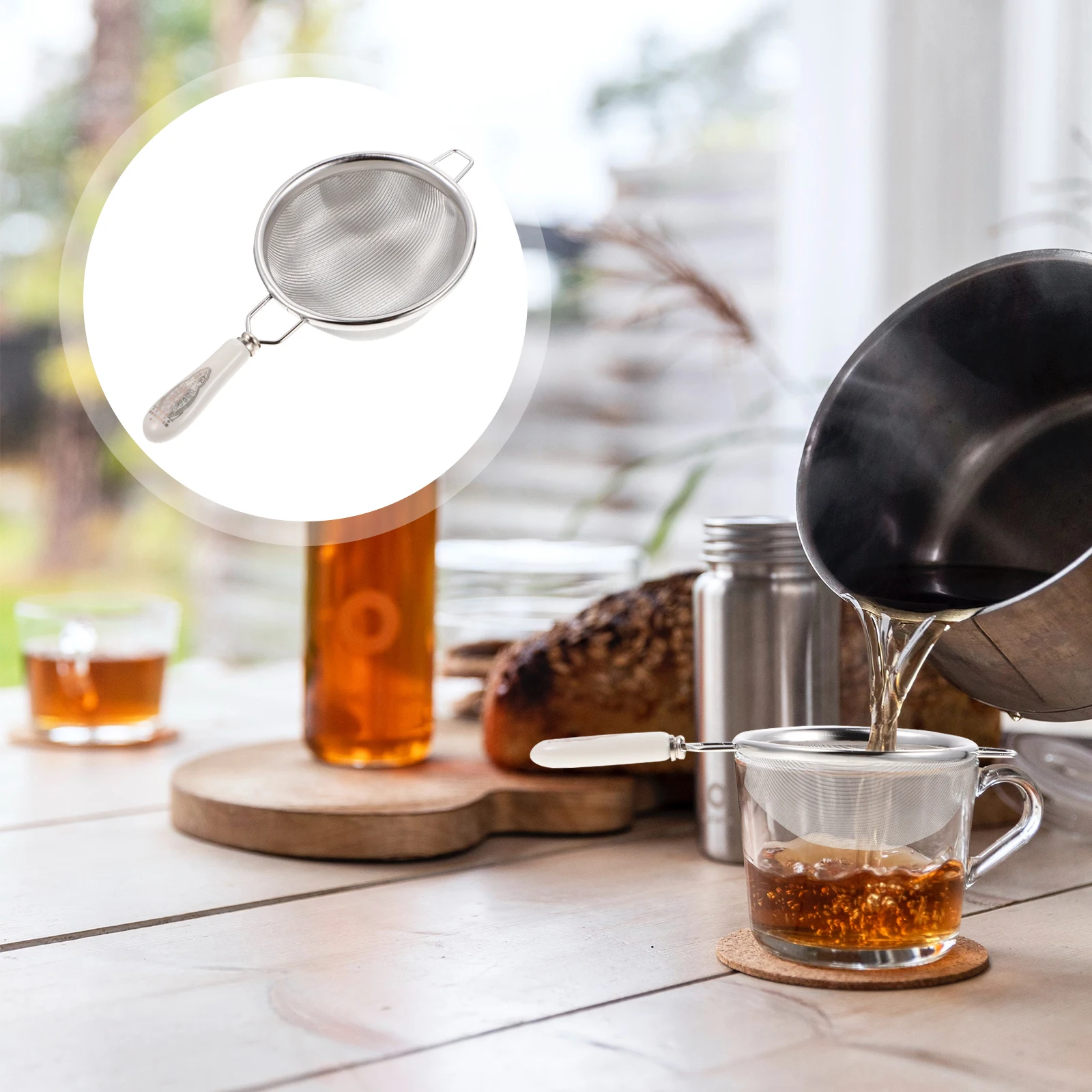 1Pcs Tea Infuser with Handle High-Temp Resistant Mesh Filter for Home and Office Smooth Tea Brewing Tool Long-Lasting
1Pcs Tea Infuser with Handle High-Temp Resistant Mesh Filter for Home and Office Smooth Tea Brewing Tool Long-Lasting