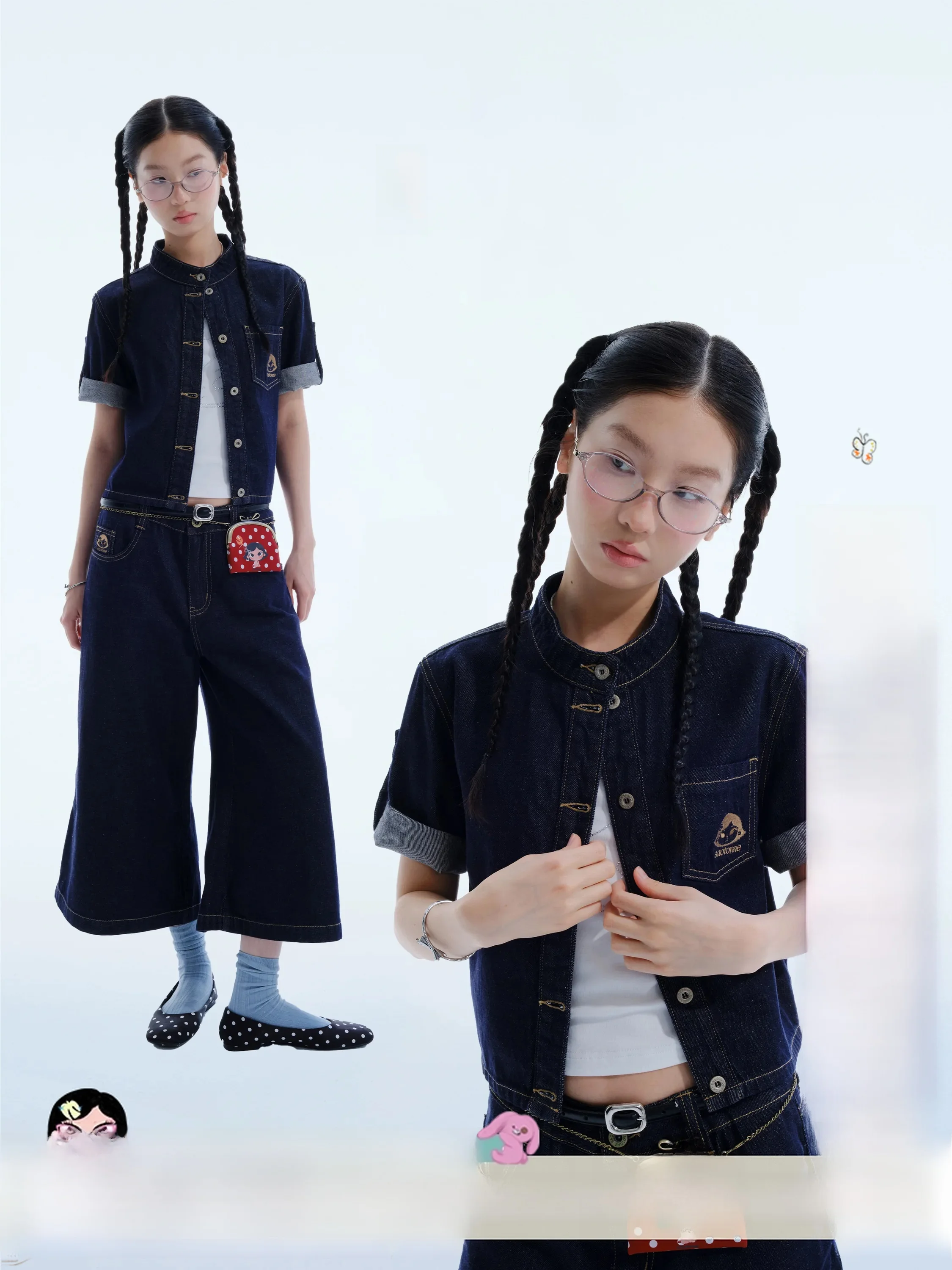 Retro Cotton Button up Short Sleeve Denim Shirt Small Collaborative Design Casual Style Women's Slim Fit Shirt Summer Fashion
Retro Cotton Button up Short Sleeve Denim Shirt Small Collaborative Design Casual Style Women's Slim Fit Shirt Summer Fashion
