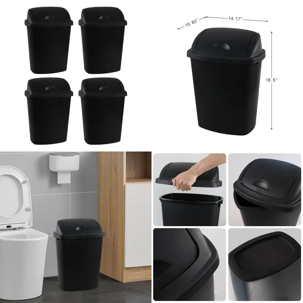 Set of 4 Plastic Swing-Top 6 Gallon Trash Cans, 25 Liter Capacity, Suitable for Kitchen, Bedroom, Office, Living Room, and Bath
Set of 4 Plastic Swing-Top 6 Gallon Trash Cans, 25 Liter Capacity, Suitable for Kitchen, Bedroom, Office, Living Room, and Bath