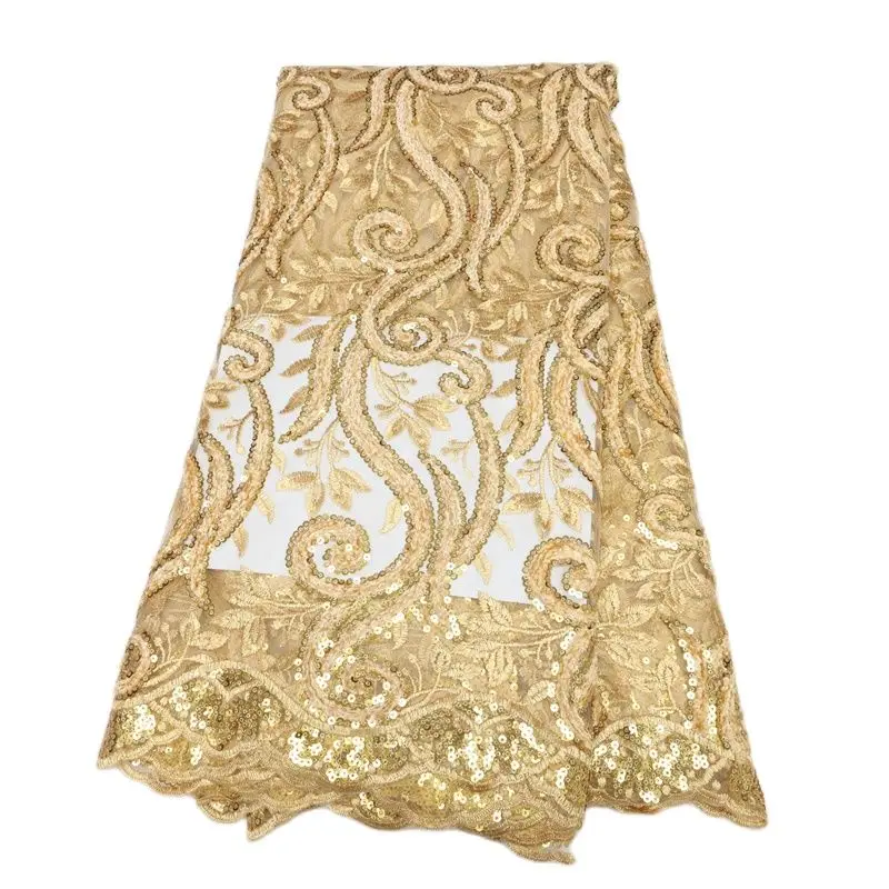 African Gold Lace Fabric with Sequins, Nigerian Lace for Party, High Quality, French Net, 5 Yards
African Gold Lace Fabric with Sequins, Nigerian Lace for Party, High Quality, French Net, 5 Yards