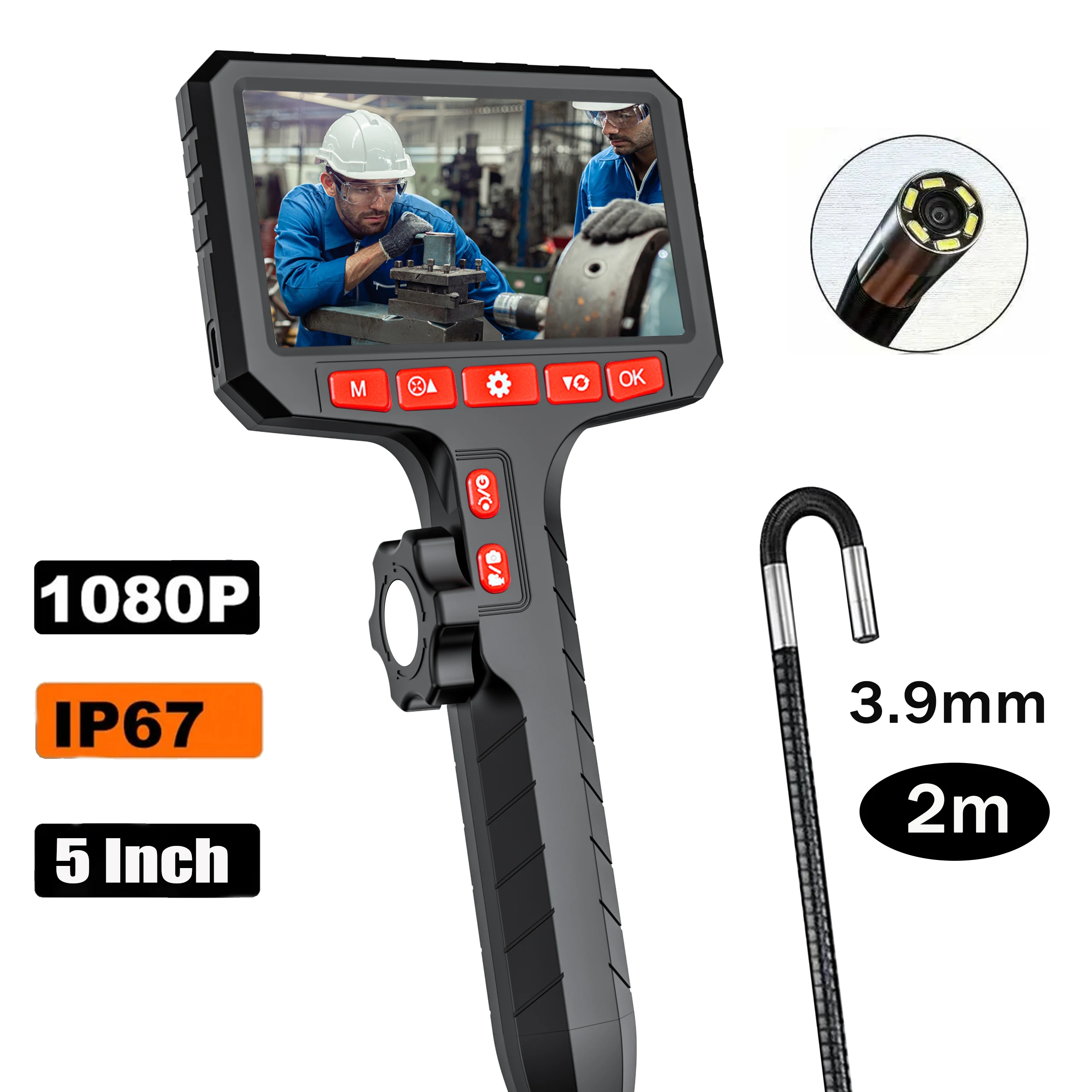 5" 1080P HD Endoscope Camera with Light Waterproof Industrial Endoscope Flexible Snake Bore Scope for Plumbing Automotive
5" 1080P HD Endoscope Camera with Light Waterproof Industrial Endoscope Flexible Snake Bore Scope for Plumbing Automotive