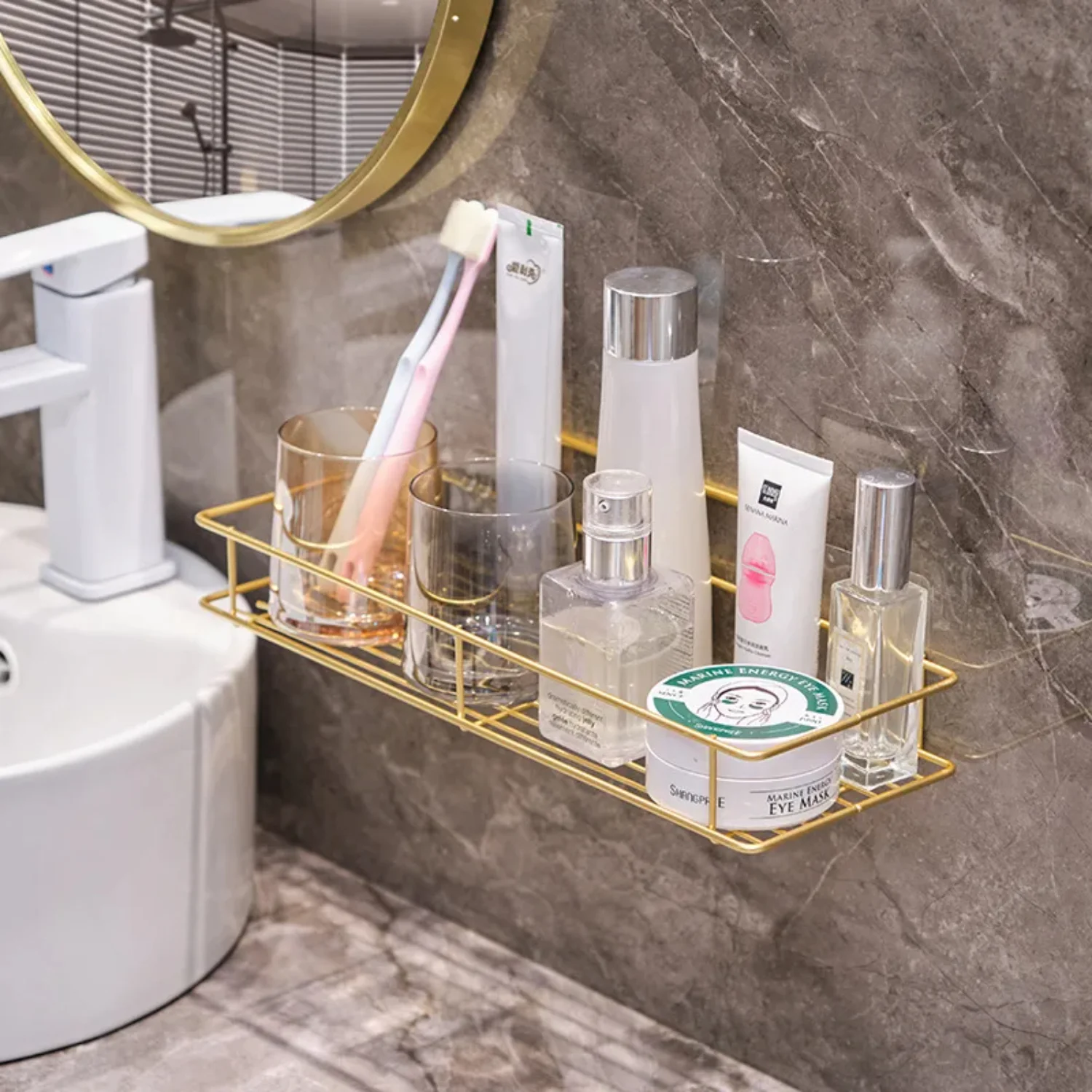 Stainless Steel Golden Bathroom Shelf Punch-Free Wall Hanging Toilet Rack Towel Integrated Organize Holder
Stainless Steel Golden Bathroom Shelf Punch-Free Wall Hanging Toilet Rack Towel Integrated Organize Holder