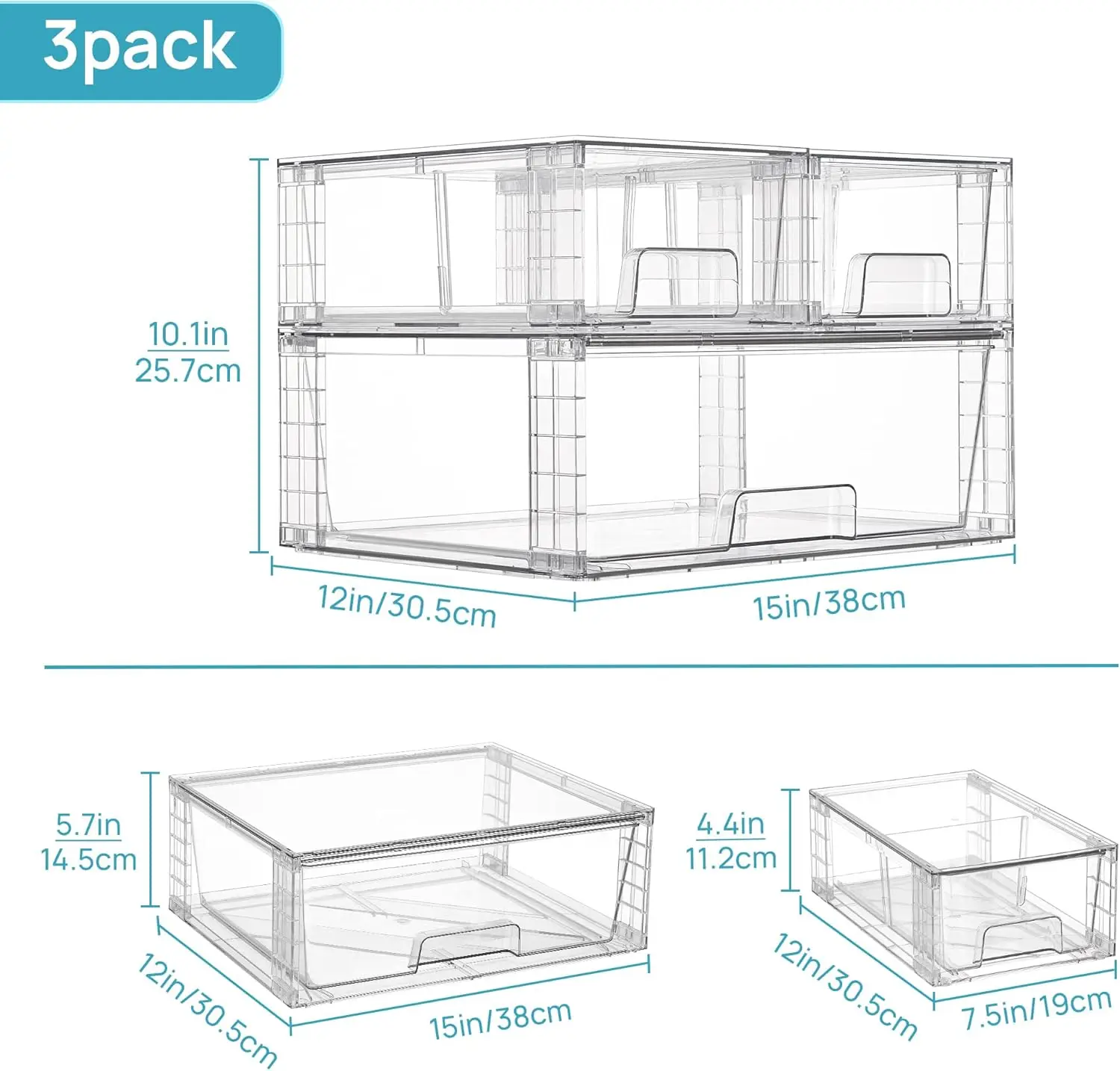 Vtopmart 3 Pack Stackable Storage Drawers, Easily Assemble Acrylic Bathroom Undersink Organizers,Clear Plastic Storage Bins For
Vtopmart 3 Pack Stackable Storage Drawers, Easily Assemble Acrylic Bathroom Undersink Organizers,Clear Plastic Storage Bins For
