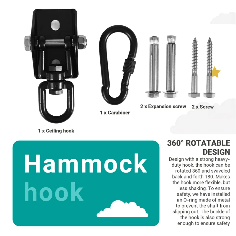 A99I-Ceiling Hook Hanging Chair 360° Rotate Swing Hanger 450KG Swing Suspension Hook For Punching Bag,Hammock,Yoga,Etc
A99I-Ceiling Hook Hanging Chair 360° Rotate Swing Hanger 450KG Swing Suspension Hook For Punching Bag,Hammock,Yoga,Etc