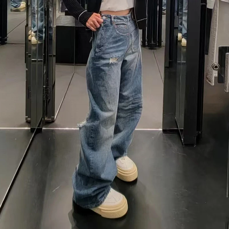 Women's irregular jeans, fashion versatile wide-leg pants, and configuration cotton wash pants, 2025, spring, new
Women's irregular jeans, fashion versatile wide-leg pants, and configuration cotton wash pants, 2025, spring, new
