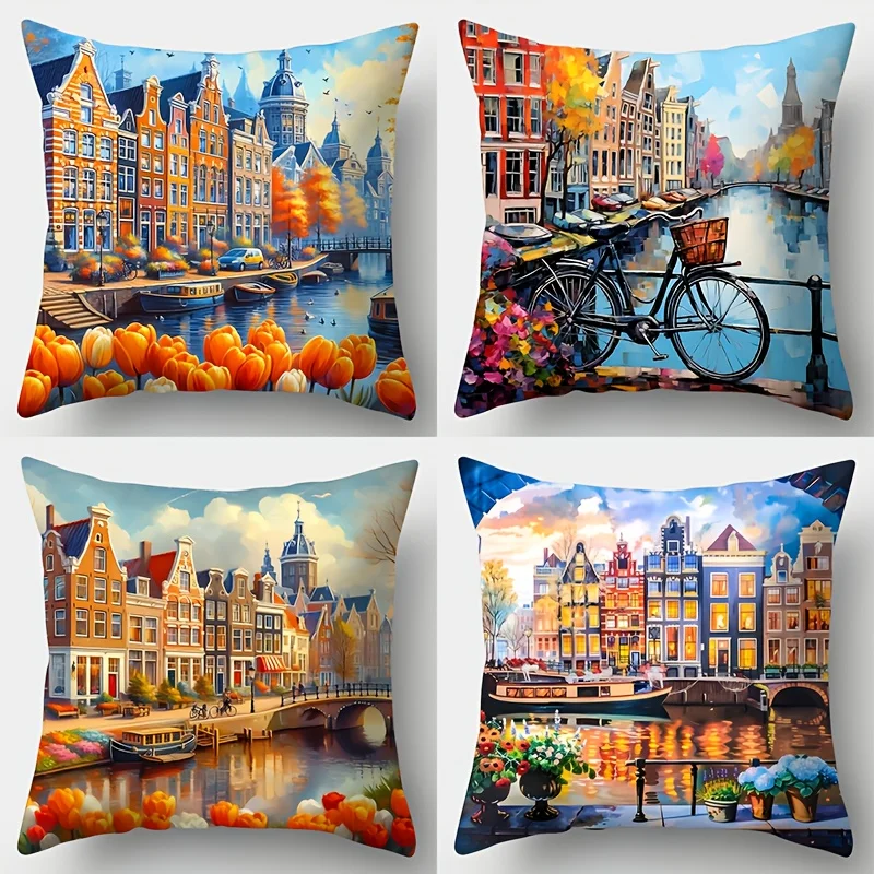 4Pcs Amsterdam Canal Print Pillow Covers Polyester Cushion Cases for Home Decor
4Pcs Amsterdam Canal Print Pillow Covers Polyester Cushion Cases for Home Decor