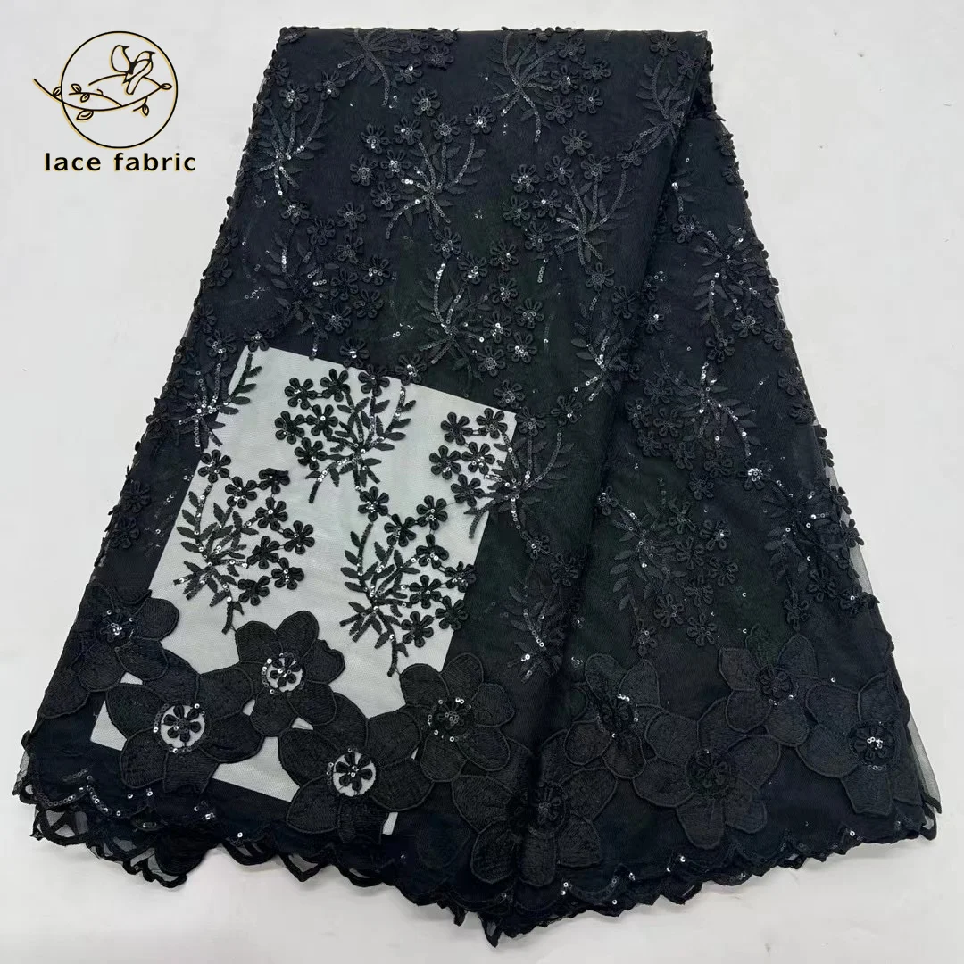Black African Nigerian Guipure Lace Fabric 2023 High Quality With Sequins Nigerian Guipure Cord Lace Fabric For Party Dress Sew
Black African Nigerian Guipure Lace Fabric 2023 High Quality With Sequins Nigerian Guipure Cord Lace Fabric For Party Dress Sew