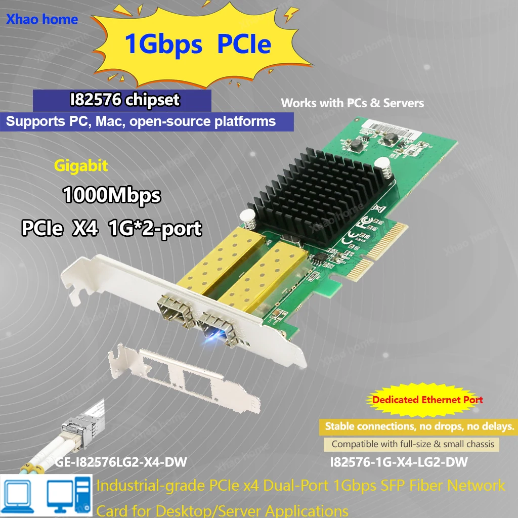 Двухпортовая сетевая карта PCI-E Gigabit LC Fiber I82576 Чип X4 Слот SFP (одно-/многорежимный) Wake-on-LAN для ESXi, настольных компьютеров и серверов
Двухпортовая сетевая карта PCI-E Gigabit LC Fiber I82576 Чип X4 Слот SFP (одно-/многорежимный) Wake-on-LAN для ESXi, настольных компьютеров и серверов