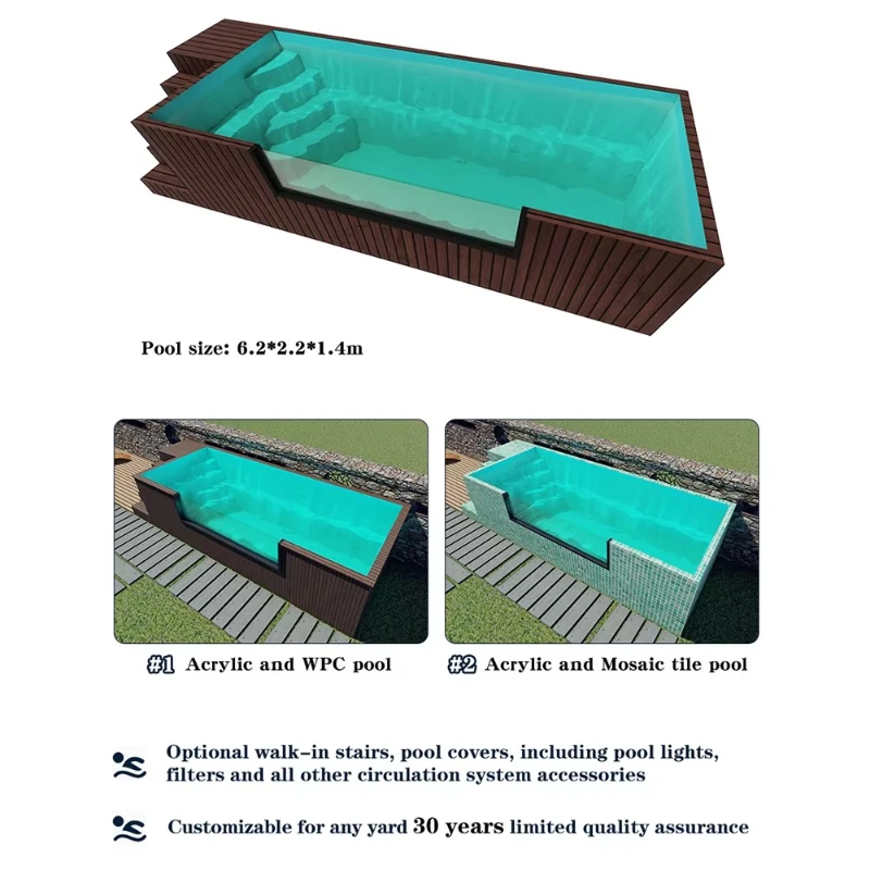 Affordable Prefab Modular Container Swimming Pool, Premium WPC Wooden Outdoor Above Ground Pool
Affordable Prefab Modular Container Swimming Pool, Premium WPC Wooden Outdoor Above Ground Pool