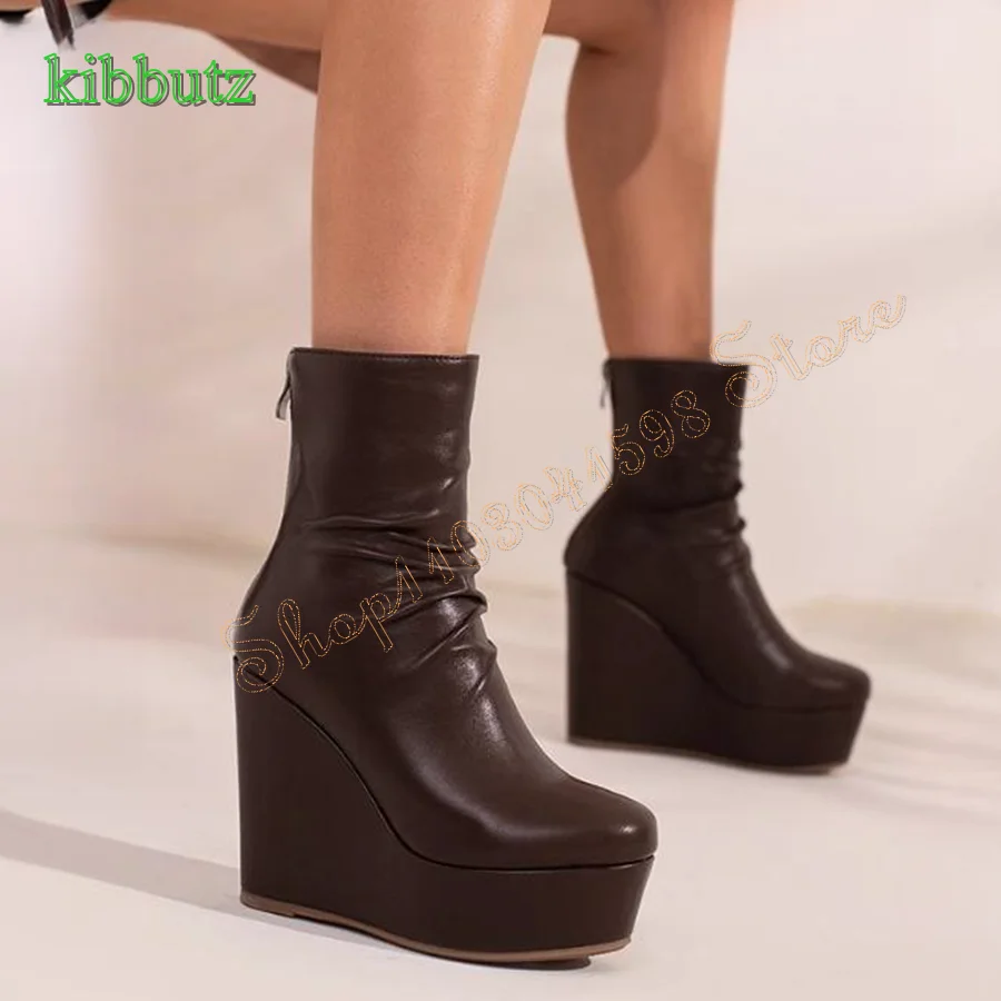 Round Toe Pleated Leather Heeled Boots,Thick Sole Wedge Zipper Women's Boots Fashion Mid Calf Boots 2023 New Zapatos Para Mujere
Round Toe Pleated Leather Heeled Boots,Thick Sole Wedge Zipper Women's Boots Fashion Mid Calf Boots 2023 New Zapatos Para Mujere