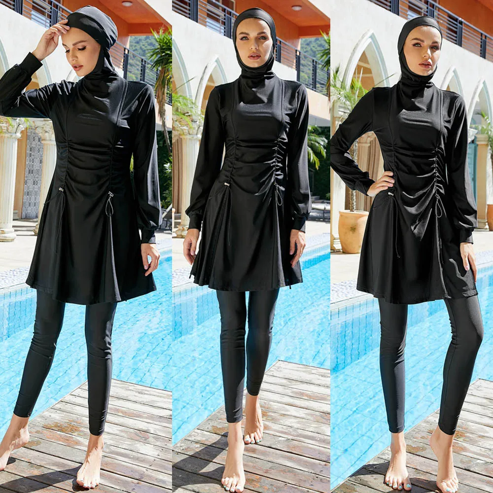 Women Muslim Hijab Swimwear 3PCS Islam Swimsuit Burkini Black Burkinis Beachwear Bathing Maillot De Bain Borkini Conservative
Women Muslim Hijab Swimwear 3PCS Islam Swimsuit Burkini Black Burkinis Beachwear Bathing Maillot De Bain Borkini Conservative