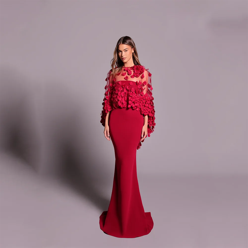 Tulle Flower Embellished Evening Dresses O-neck Long Sleeves Mermaid Prom Gowns Formal Party Dress Customized 2026 Latest Model
Tulle Flower Embellished Evening Dresses O-neck Long Sleeves Mermaid Prom Gowns Formal Party Dress Customized 2026 Latest Model
