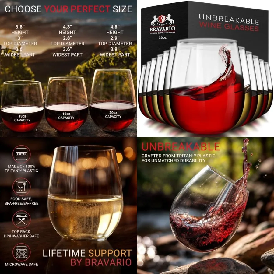 Unbreakable Stemless Plastic Wine Glasses Reusable Shatterproof 100 Tritan Plastic Dishwasher-Safe BPA-free Awesome for Indoor
Unbreakable Stemless Plastic Wine Glasses Reusable Shatterproof 100 Tritan Plastic Dishwasher-Safe BPA-free Awesome for Indoor