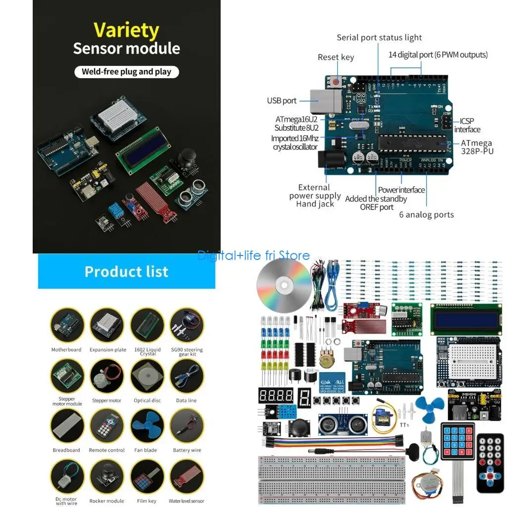 E06D DIY Super Starter for R3 Microcontroller Breadboard Over 50 Kinds Step Motor
