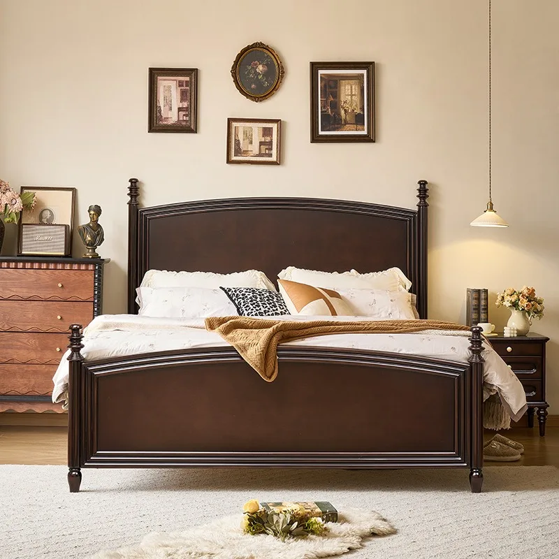 French retro solid wood bed modern simple master bedroom double antique home bedroom bed American bed
French retro solid wood bed modern simple master bedroom double antique home bedroom bed American bed