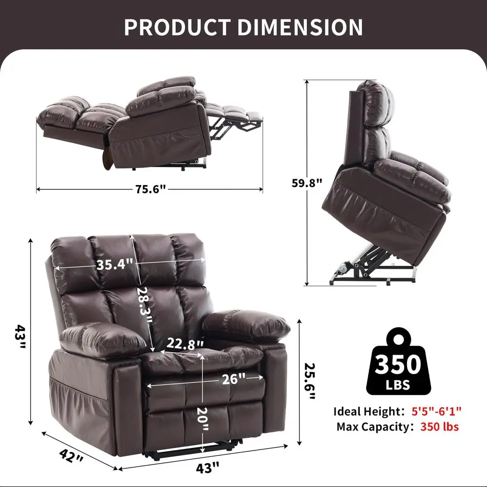 Oversized Recliner Dual Motor Power Lift Chair, Lay Flat Recliner Chair for Elderly with Headrest, Flip Arm Storage,Massage amp
Oversized Recliner Dual Motor Power Lift Chair, Lay Flat Recliner Chair for Elderly with Headrest, Flip Arm Storage,Massage amp