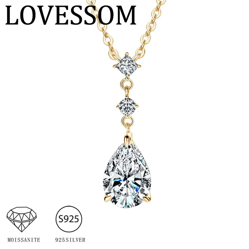A simple and elegant 925 sterling silver 2-carat teardrop pendant, a perfect gift for women and couples.
A simple and elegant 925 sterling silver 2-carat teardrop pendant, a perfect gift for women and couples.