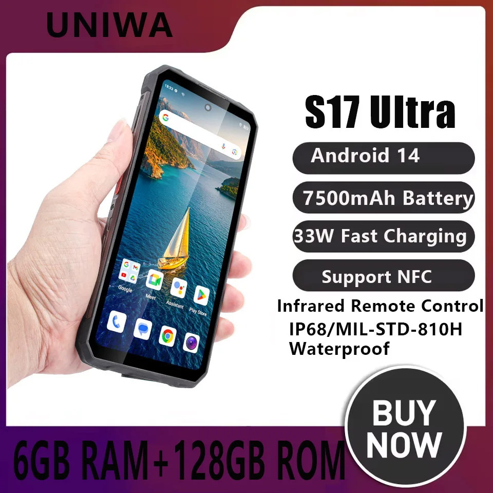 NEW UNIWA s17 Ultra 6.79 Inch 6GB 128GB Global Version Infrared Night Vision Camera NFC Rugged Android Phone with Remote Control
NEW UNIWA s17 Ultra 6.79 Inch 6GB 128GB Global Version Infrared Night Vision Camera NFC Rugged Android Phone with Remote Control