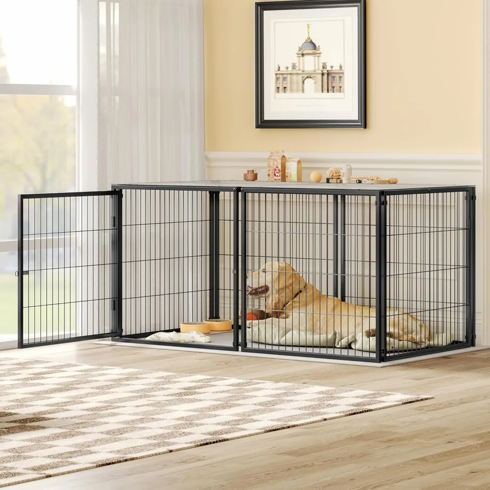 63Inch Large Double Dog Crate Furniture for 2 Dogs, Heavy Duty Wooden Dog Kennel with Drawers,Divider and Sliding Door,Indoor Pe
63Inch Large Double Dog Crate Furniture for 2 Dogs, Heavy Duty Wooden Dog Kennel with Drawers,Divider and Sliding Door,Indoor Pe