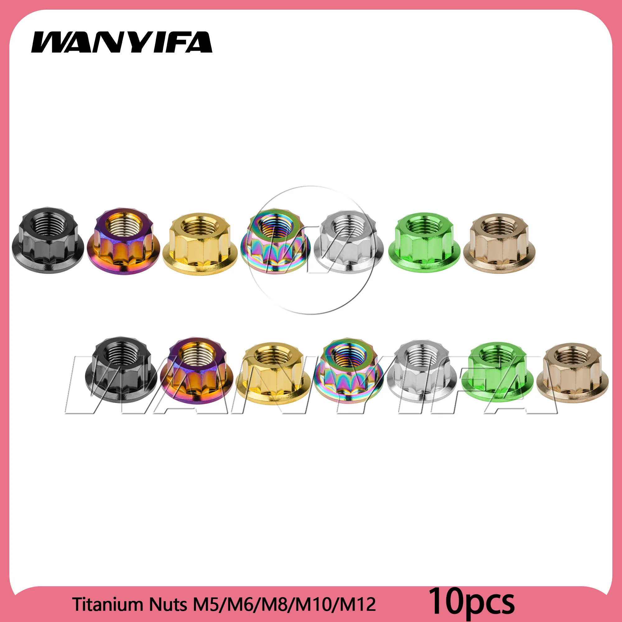 Wanyifa 10pcs Titanium Nuts M5/M6/M8/M10/M12 CNC External 12 Point Flange Nuts for Motorcycle Bike Car Rear Axle Fasteners
Wanyifa 10pcs Titanium Nuts M5/M6/M8/M10/M12 CNC External 12 Point Flange Nuts for Motorcycle Bike Car Rear Axle Fasteners
