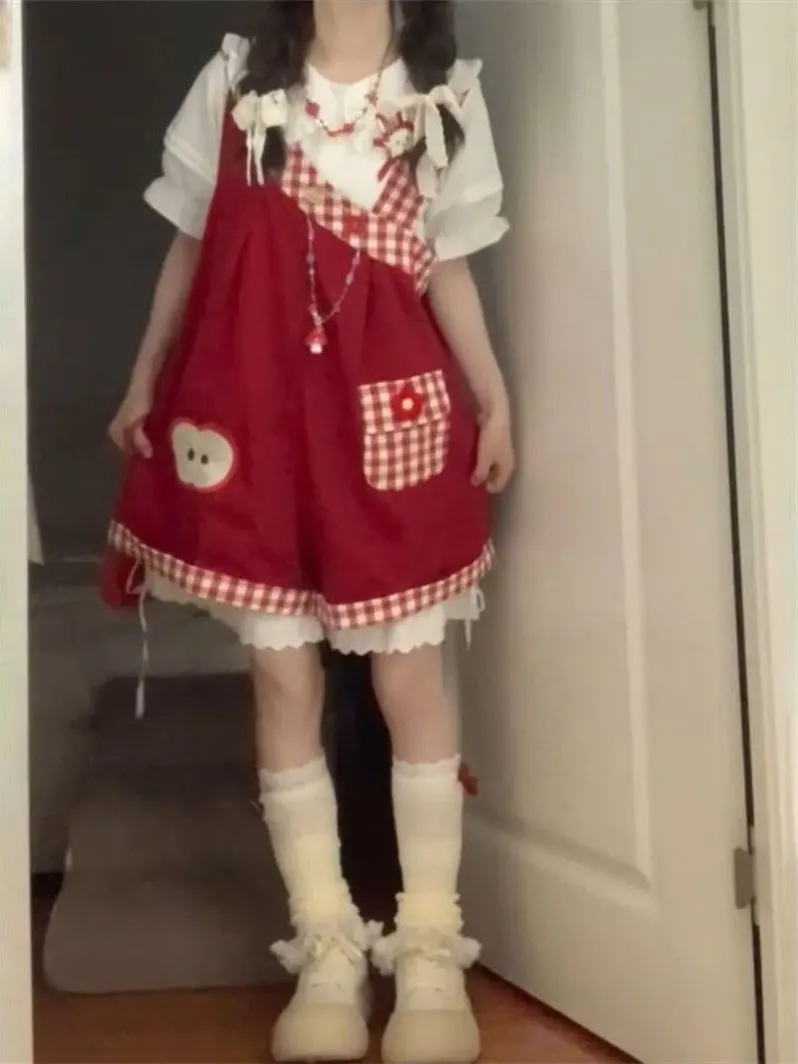 Summer Plaid Patchwork Bib Shorts with Doll Collar Top Two-Piece Set for Girls Sweet Cute Student Fashion Polyester Blend
Summer Plaid Patchwork Bib Shorts with Doll Collar Top Two-Piece Set for Girls Sweet Cute Student Fashion Polyester Blend