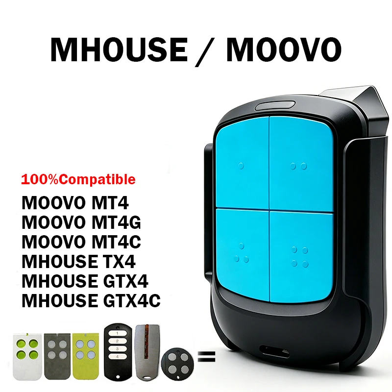 New Compatible Mhouse GTX4 Remote Control 433MHz MOOVO MT4 MT4V MT4G Mhouse TX3 TX4 GTX4C Electric Gate Remote Control Opener
New Compatible Mhouse GTX4 Remote Control 433MHz MOOVO MT4 MT4V MT4G Mhouse TX3 TX4 GTX4C Electric Gate Remote Control Opener