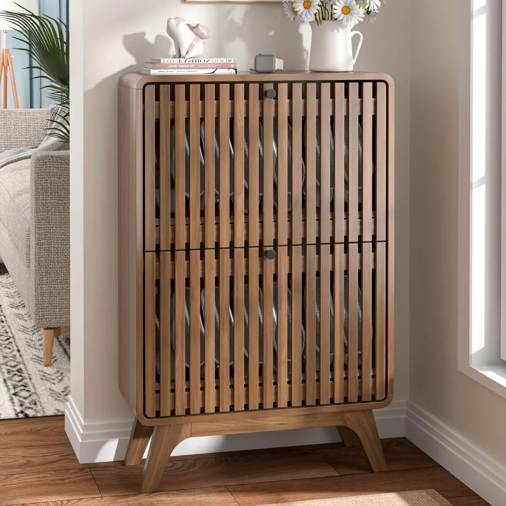 Fluted Shoe Cabinet Storage for Entryway, Slim Narrow Entry Way Shoe Organizer Cabinet, Wood Modern Rack Organizer with 2 Flip D
Fluted Shoe Cabinet Storage for Entryway, Slim Narrow Entry Way Shoe Organizer Cabinet, Wood Modern Rack Organizer with 2 Flip D
