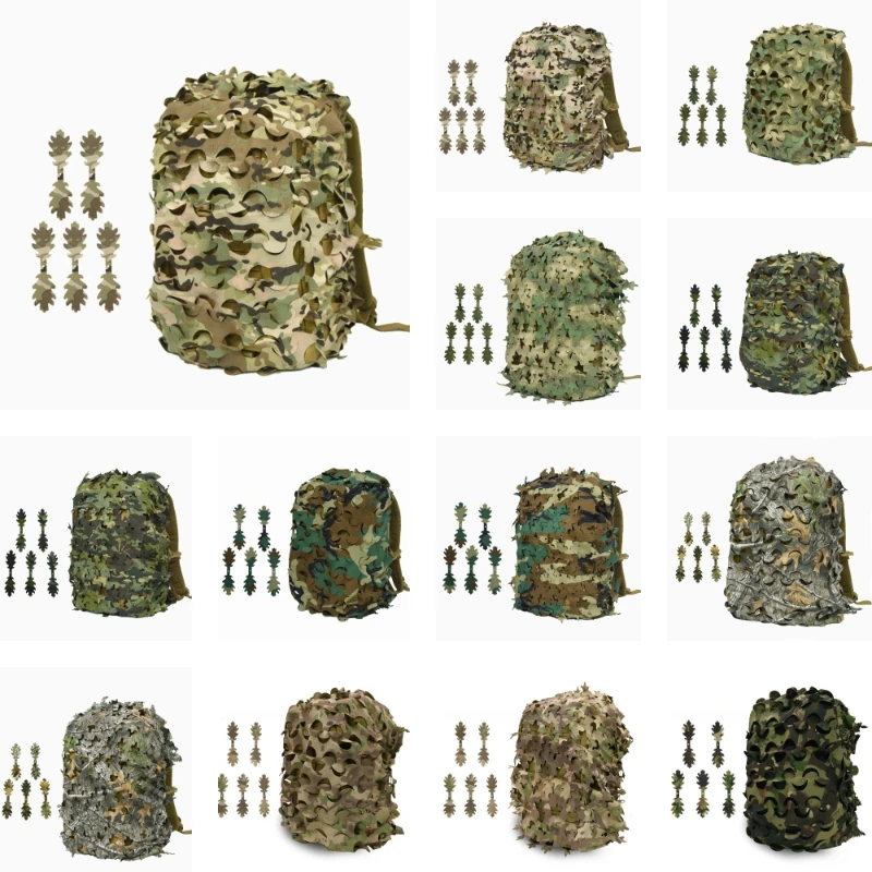 3D Bionic Leaf Shape Disguised Net Backpack Cover 60L 80L Laser Cut Hunting Backpack Cover with 5pcs Same Color Strips Tactical
3D Bionic Leaf Shape Disguised Net Backpack Cover 60L 80L Laser Cut Hunting Backpack Cover with 5pcs Same Color Strips Tactical