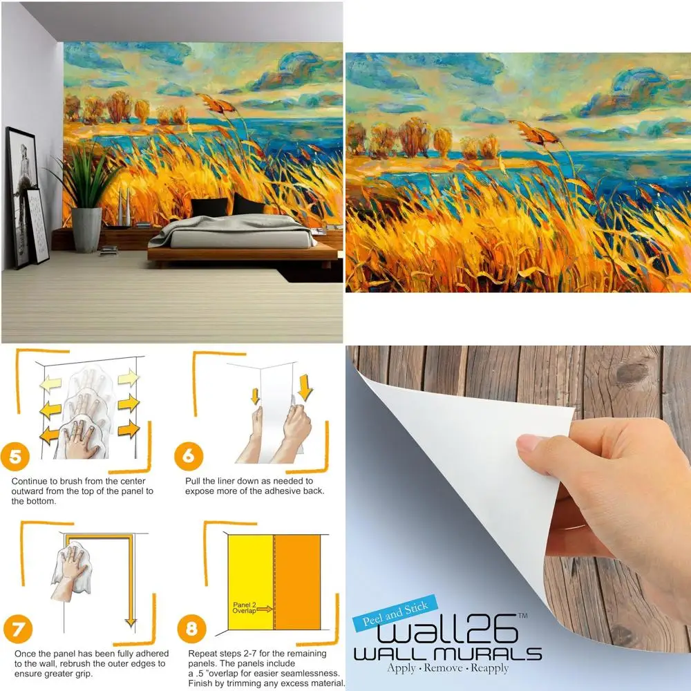 Stunning Sunset Lake Landscape Oil Painting with Ferns, Sky, and Clouds - Removable Wall Mural Art for Self-Adhesive Application
Stunning Sunset Lake Landscape Oil Painting with Ferns, Sky, and Clouds - Removable Wall Mural Art for Self-Adhesive Application