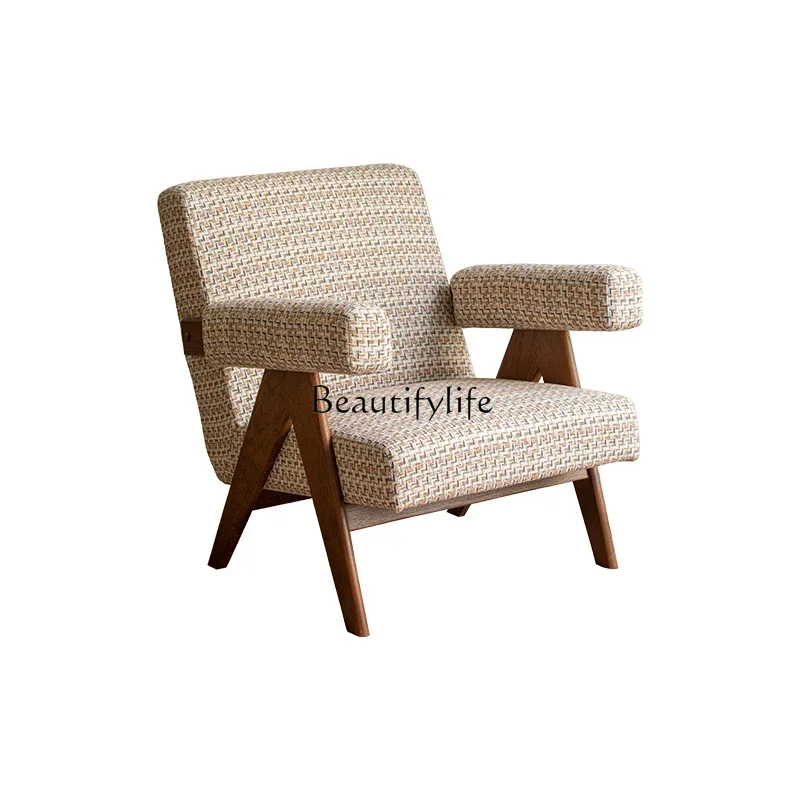 American retro single sofa single sofa minimalist balcony solid wood leisure chair
American retro single sofa single sofa minimalist balcony solid wood leisure chair