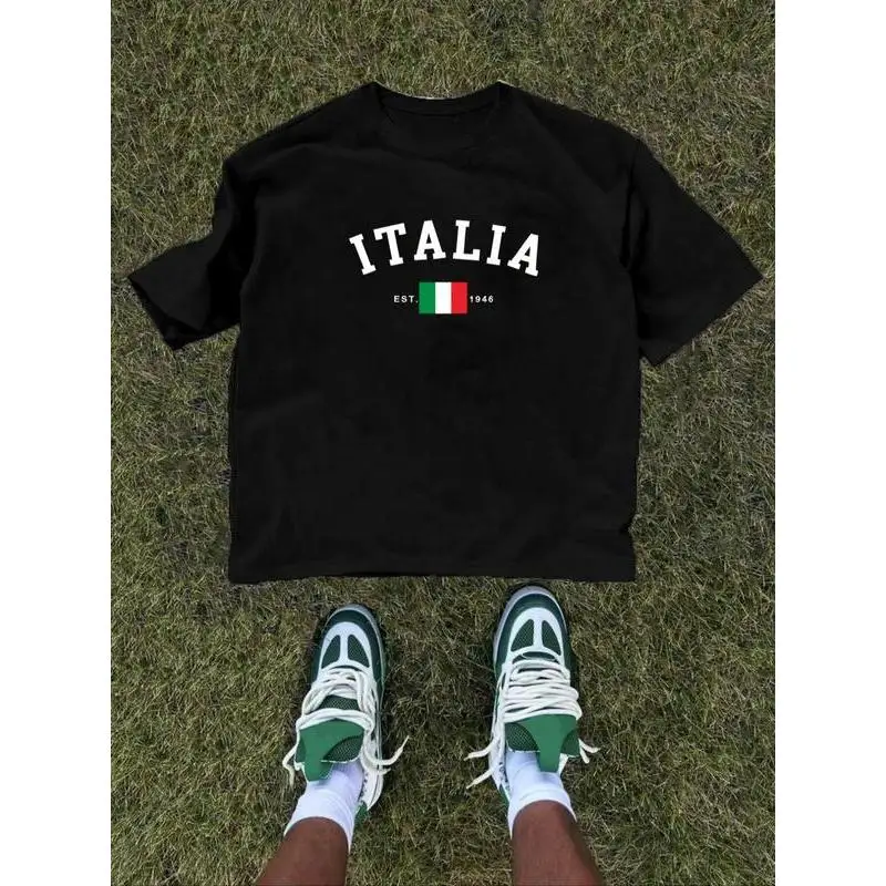 Italia T-Shirt, Italian Flag Graphic Tee, Italy Est. 1946 Print Top, Italian Souvenir Gift, Travel Casual Streetwear for Women
Italia T-Shirt, Italian Flag Graphic Tee, Italy Est. 1946 Print Top, Italian Souvenir Gift, Travel Casual Streetwear for Women