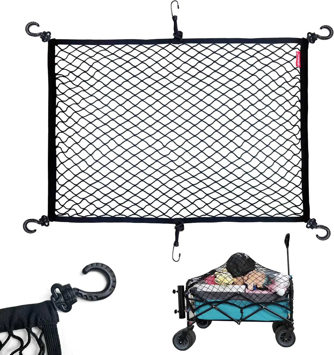 Cargo Net for Utility Wagon, Heavy-Duty Elastic Nylon Stretch 24x35.5 to 47x71 inch
Cargo Net for Utility Wagon, Heavy-Duty Elastic Nylon Stretch 24x35.5 to 47x71 inch