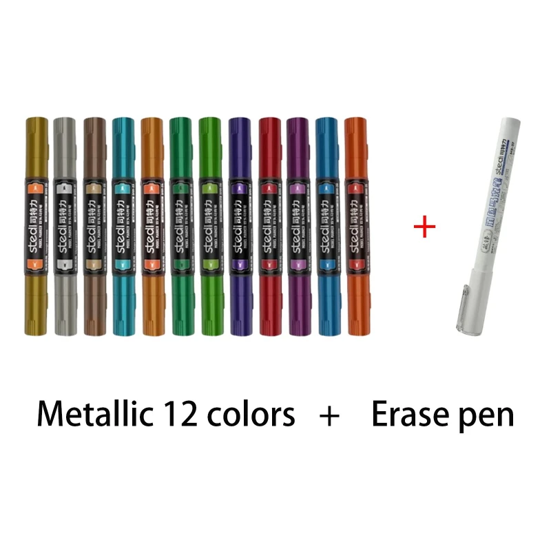 Stedi 12 Metallic Marker Pens Set with Erase Pen for Gundam Military Model Painting Touch Up Tools Hobby DIY Craft Tools
Stedi 12 Metallic Marker Pens Set with Erase Pen for Gundam Military Model Painting Touch Up Tools Hobby DIY Craft Tools