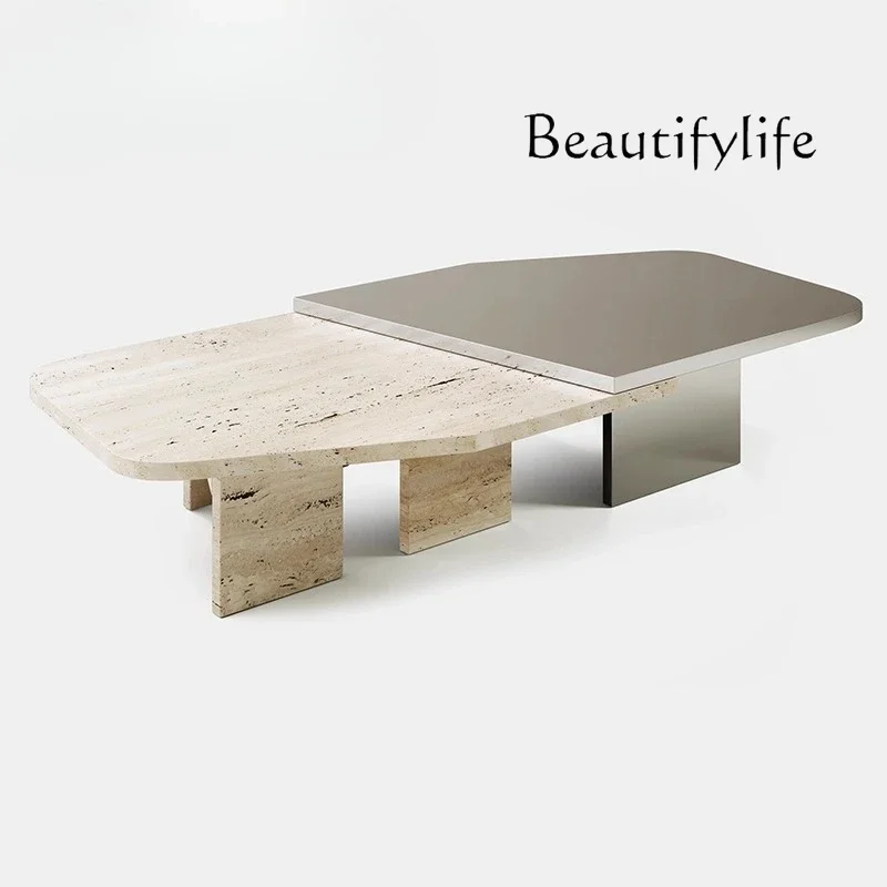 BJ Natural Travertine Coffee Table Stainless Steel Coffee Table Living Room Simple Modern Set Of Creative Special-shaped
BJ Natural Travertine Coffee Table Stainless Steel Coffee Table Living Room Simple Modern Set Of Creative Special-shaped