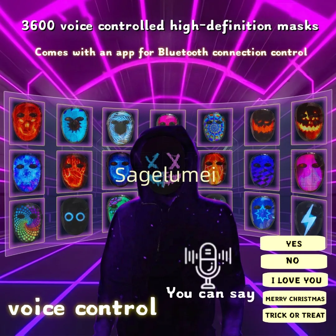 3600 voice controlled high-definition masks Voice Recognition Gesture Control Programmable Face Transforming Light up Halloween
3600 voice controlled high-definition masks Voice Recognition Gesture Control Programmable Face Transforming Light up Halloween