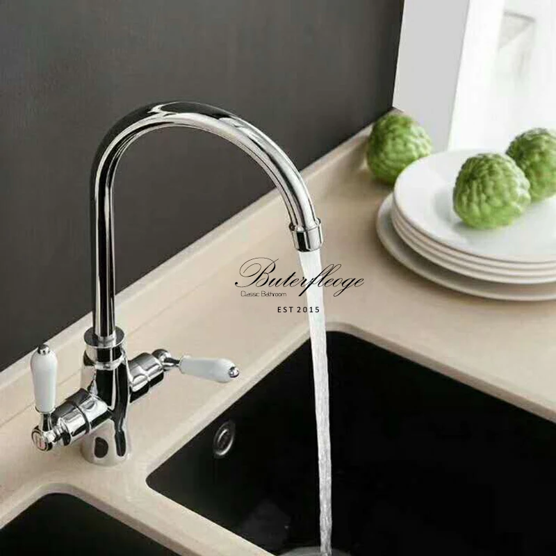 Kitchen faucet single hole double ceramic handle all copper chrome outlet hot and cold water adjustable
Kitchen faucet single hole double ceramic handle all copper chrome outlet hot and cold water adjustable