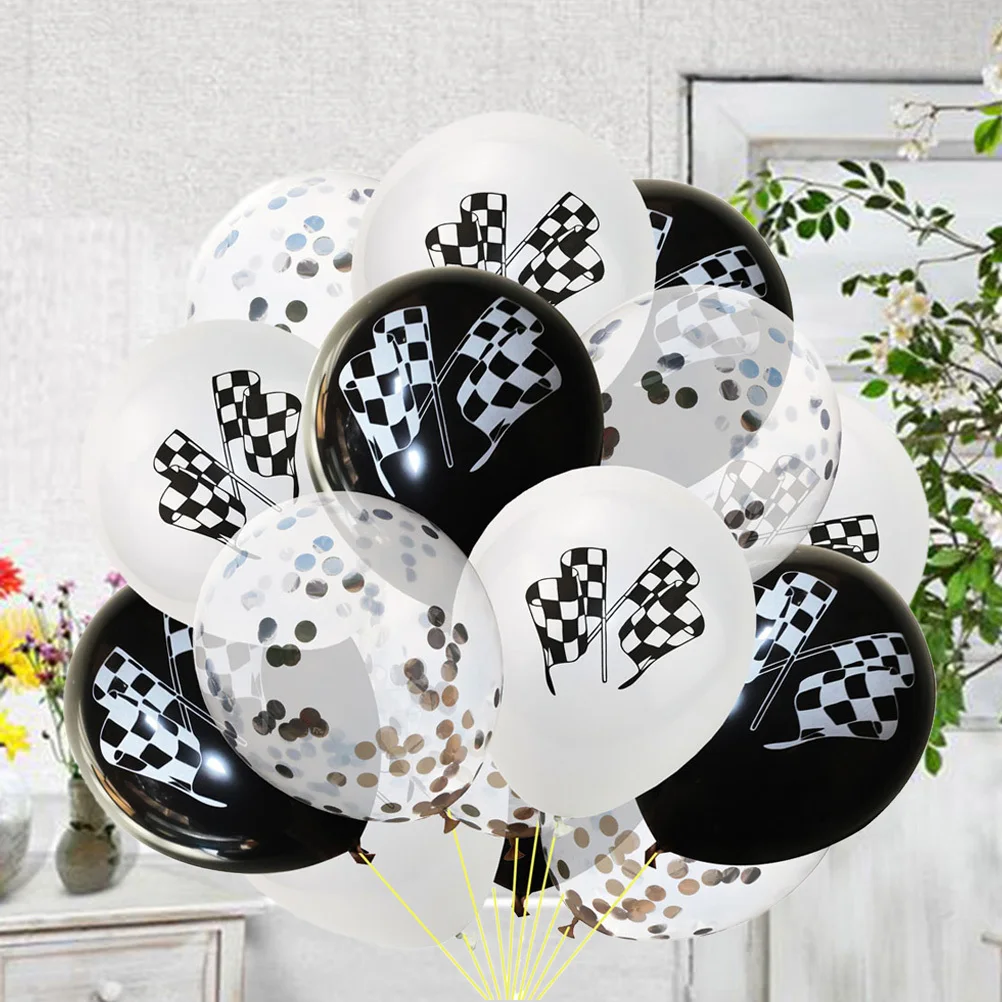 15Pcs Sequins Latex Balloon Set Racing Flag Style Black White Silver Reusable Party Supplies for Celebration Decor
15Pcs Sequins Latex Balloon Set Racing Flag Style Black White Silver Reusable Party Supplies for Celebration Decor