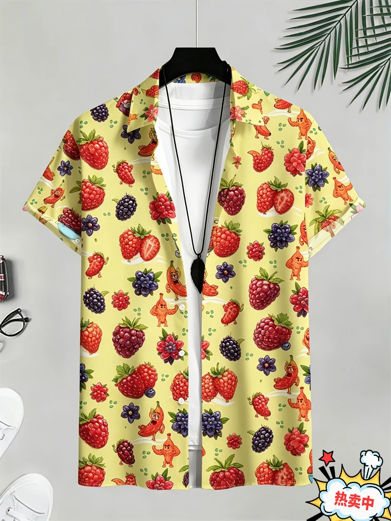 Men's Shirts Summer Fruit Pattern Beach Men's Hawaiian Shirts Colorful Banana Strawberry Short Sleeve Button Down Vacation Shirt
Men's Shirts Summer Fruit Pattern Beach Men's Hawaiian Shirts Colorful Banana Strawberry Short Sleeve Button Down Vacation Shirt