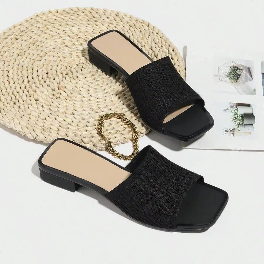 Womens Black Mid Heel Slip-On Sandals Square Toe Summer Casual Dress Shoes
Womens Black Mid Heel Slip-On Sandals Square Toe Summer Casual Dress Shoes
