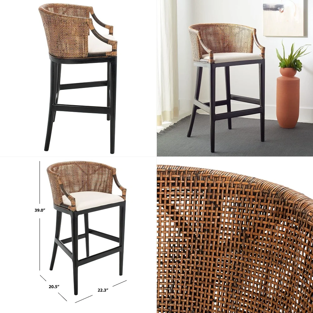 Natural Rattan Bar Stools Set of 3 with Solid Wood Back, 24 Inch Mid Century Modern Counter Height Stools, Green Upholstery Boh
Natural Rattan Bar Stools Set of 3 with Solid Wood Back, 24 Inch Mid Century Modern Counter Height Stools, Green Upholstery Boh