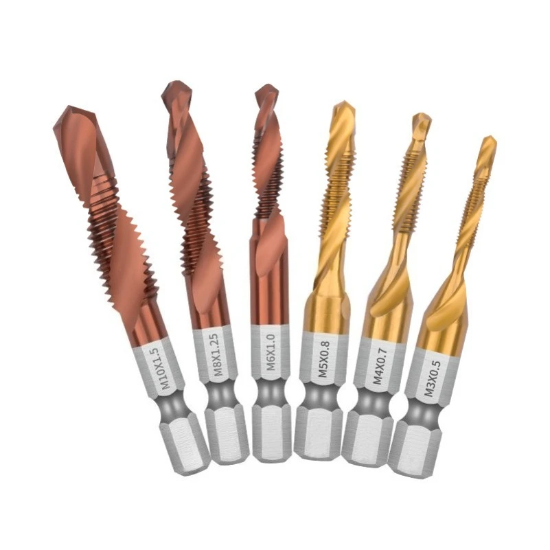 Multifunctional composite tap set Hexagonal shank drilling and tapping integrated screw-tip hole opener Tapping bit m3 spiral
Multifunctional composite tap set Hexagonal shank drilling and tapping integrated screw-tip hole opener Tapping bit m3 spiral