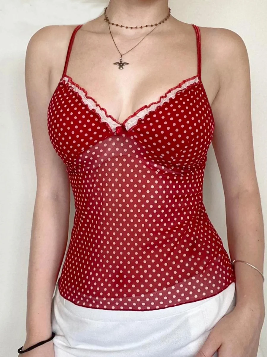 Women's Cropped Cami Tops Sleeveless Open Back V-Neck Slim Fit Dot Print Tank Tops
Women's Cropped Cami Tops Sleeveless Open Back V-Neck Slim Fit Dot Print Tank Tops
