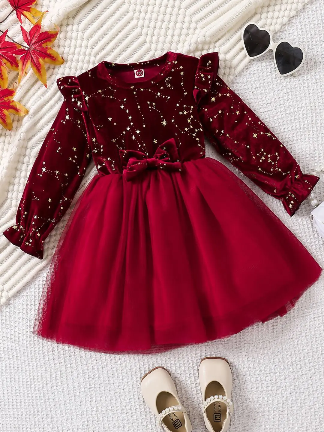 1-8 Years Children Christmas And New Year Princess Dress Red Velvet Gown Stars Mesh Dress
1-8 Years Children Christmas And New Year Princess Dress Red Velvet Gown Stars Mesh Dress
