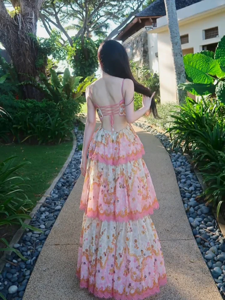 Floral Cake Skirt Dress Sexy Pure Desire Backless Tie Holiday Dress Women's Spring Summer Big Size Floral Print Backless Dress
Floral Cake Skirt Dress Sexy Pure Desire Backless Tie Holiday Dress Women's Spring Summer Big Size Floral Print Backless Dress