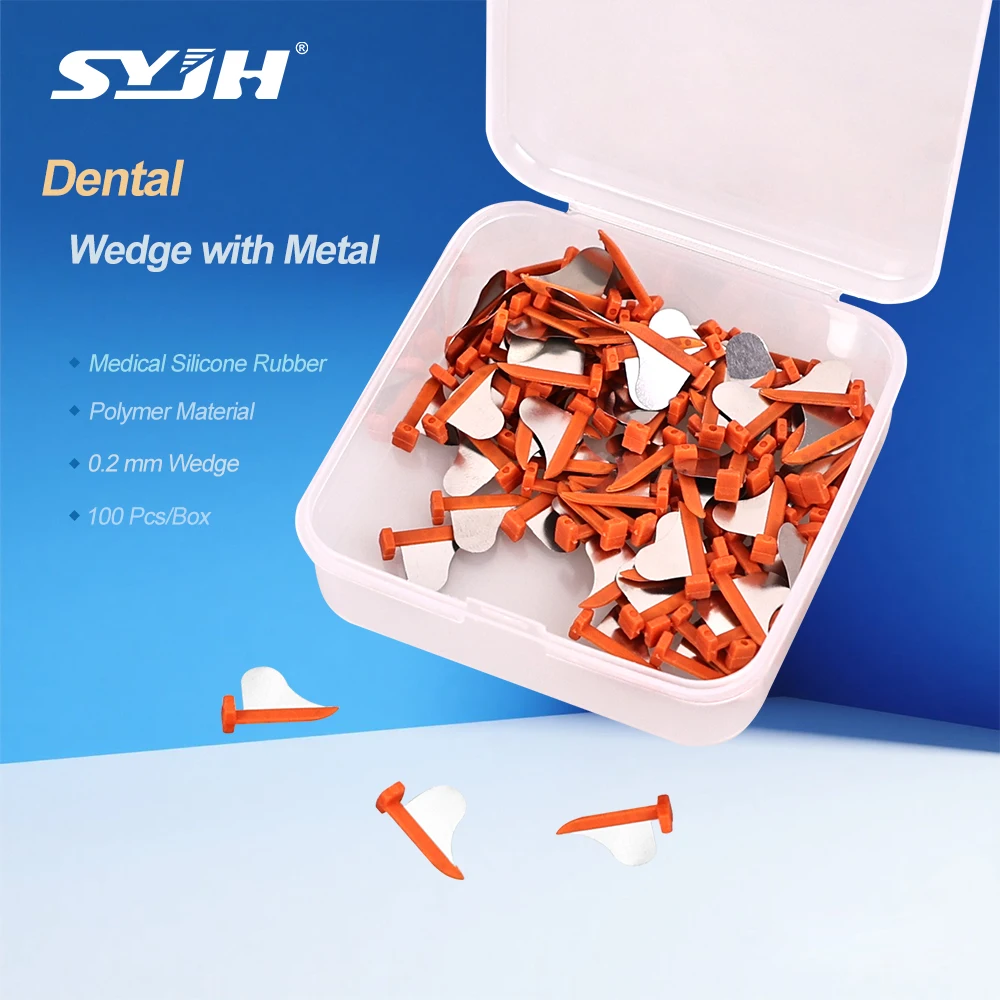 SYJH 100Pcs/Box Dental Metal Wedge Prime Teeth Interproximal Wedge Guard Plastic Wedge with Metal Knife Dentistry Consumables
SYJH 100Pcs/Box Dental Metal Wedge Prime Teeth Interproximal Wedge Guard Plastic Wedge with Metal Knife Dentistry Consumables