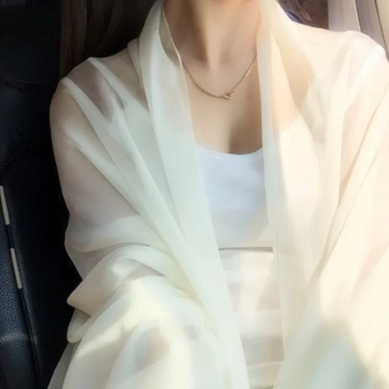 Chiffon Shawl Beach Sunscreen Beach Towel Women's Summer Scarf Stra-Thin Long Square Gauze Clothes White Silk Scarf
Chiffon Shawl Beach Sunscreen Beach Towel Women's Summer Scarf Stra-Thin Long Square Gauze Clothes White Silk Scarf