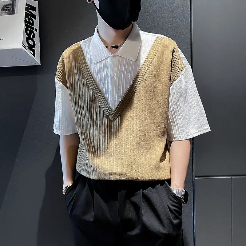 Fake Two Pieces Spliced T-shirts Men's Clothing Casual Polo-Neck Summer New Short Sleeve Stylish Button Basic Loose Polo Shirts
Fake Two Pieces Spliced T-shirts Men's Clothing Casual Polo-Neck Summer New Short Sleeve Stylish Button Basic Loose Polo Shirts
