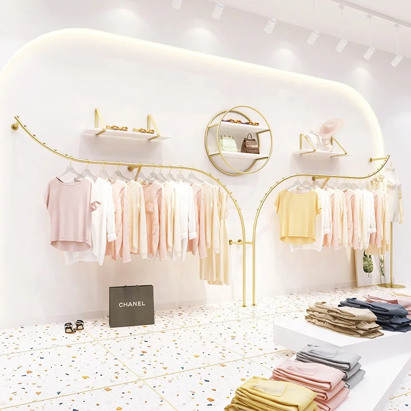 Metal Iron Clothes Rack High Quality Clothes Rack for Clothing Store Wall Mounted Saving Space Coat Gold Display Rack
Metal Iron Clothes Rack High Quality Clothes Rack for Clothing Store Wall Mounted Saving Space Coat Gold Display Rack