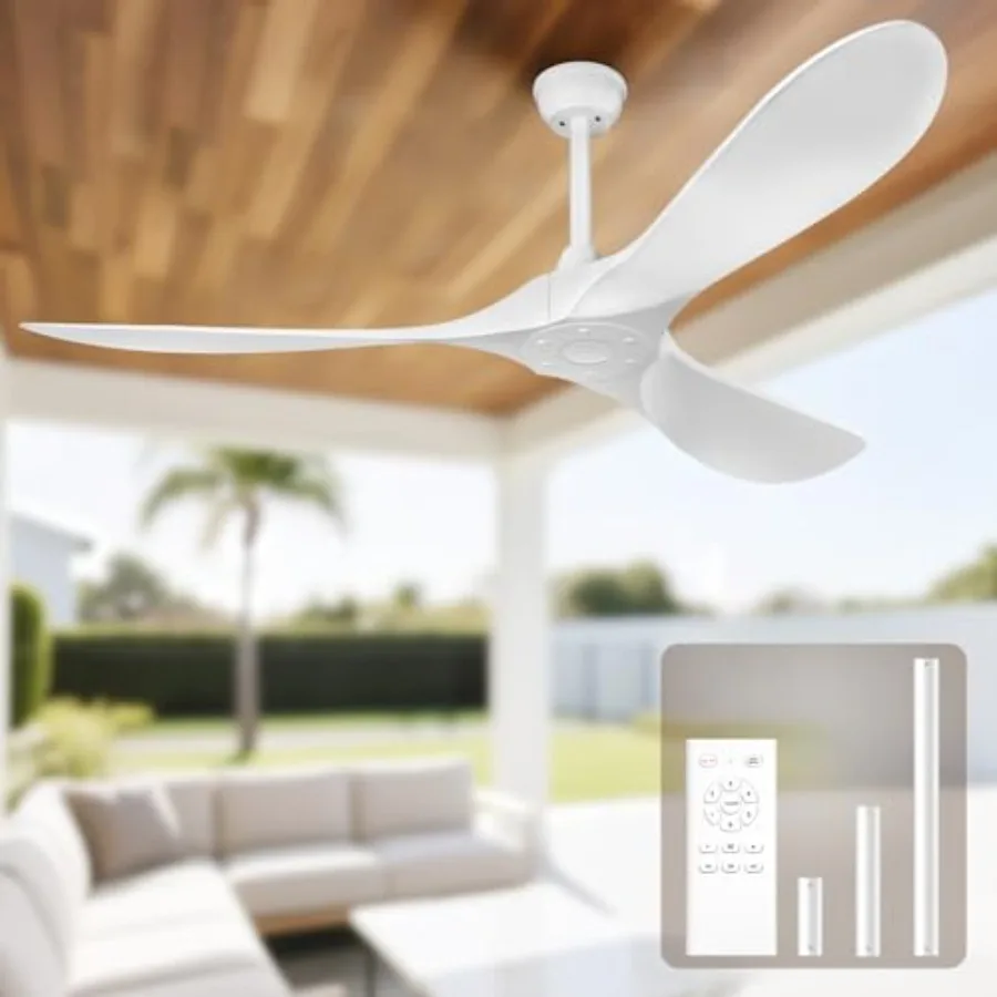 Outdoor ceiling fan with remote, 6-speed adjustable reversible DC motor for patio living room, white, 52 in, no lights
Outdoor ceiling fan with remote, 6-speed adjustable reversible DC motor for patio living room, white, 52 in, no lights
